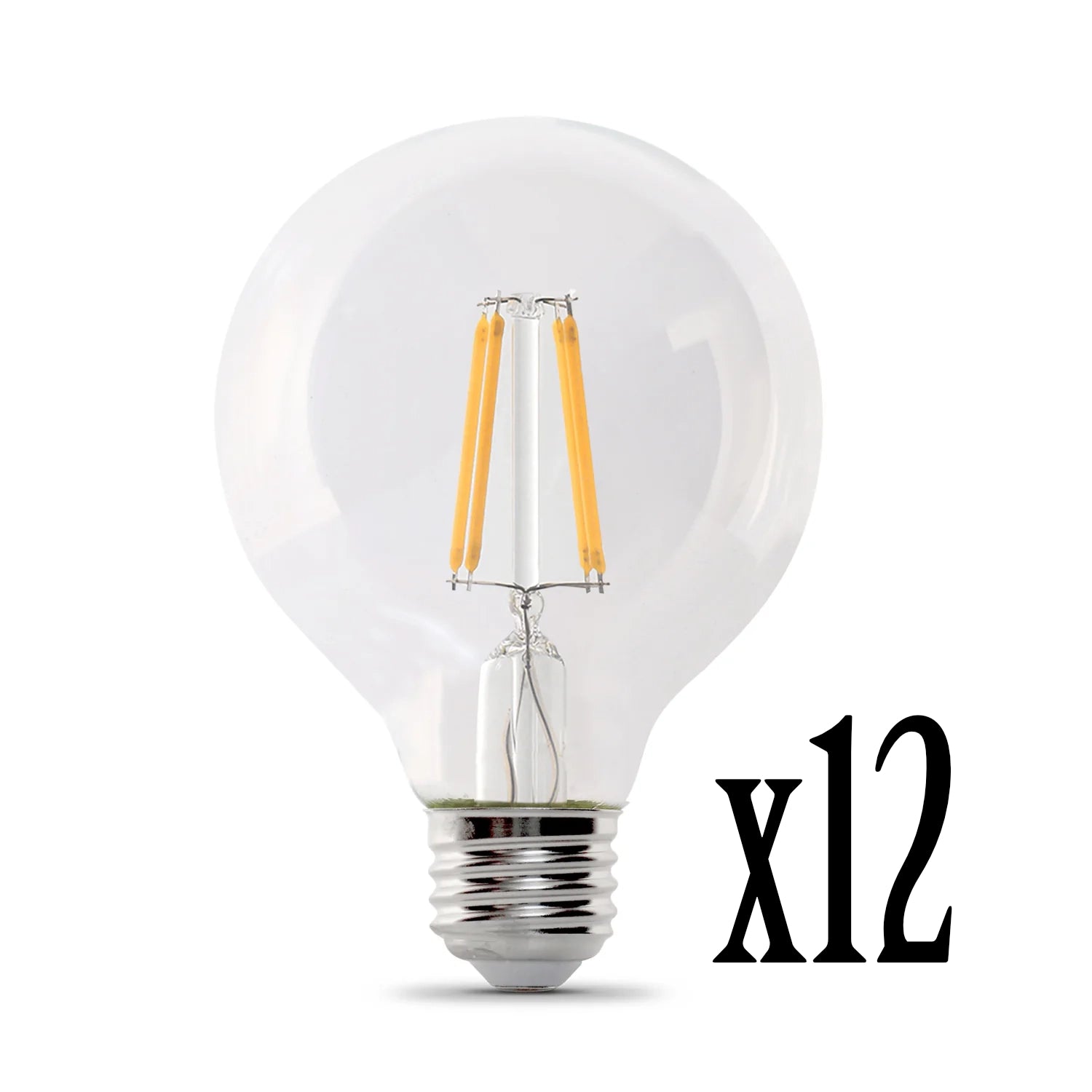 LED 3.8W G25 Filament Clear Globe Dimmable 2700K (12 Pack) 64423-FETc
