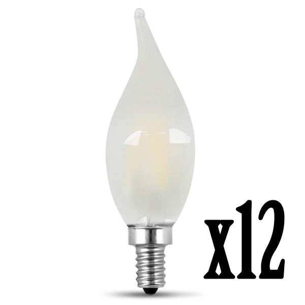 LED 7.5W Flame E12 Filament Frost DIM 2700K (Case of 6 2-Packs) 61614-FETc