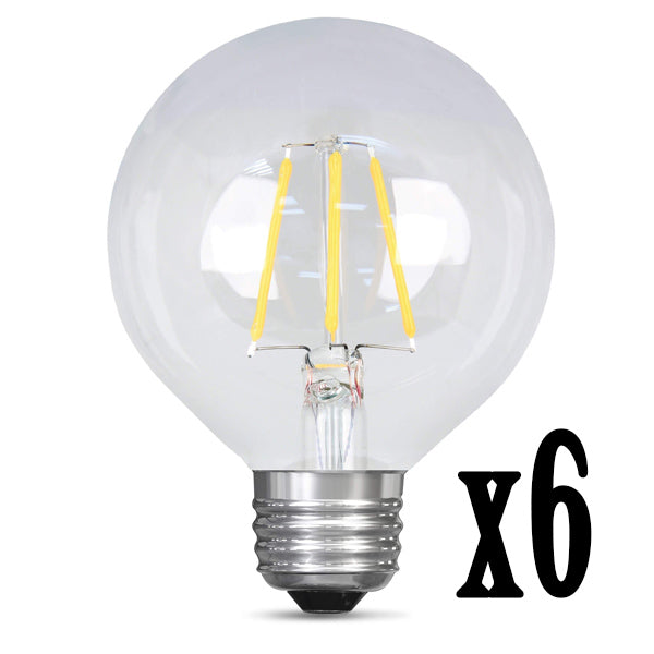 LED 4.5W G25 Filament Clear Globe Dimmable 2700K (6 Pack) 64423-FETc