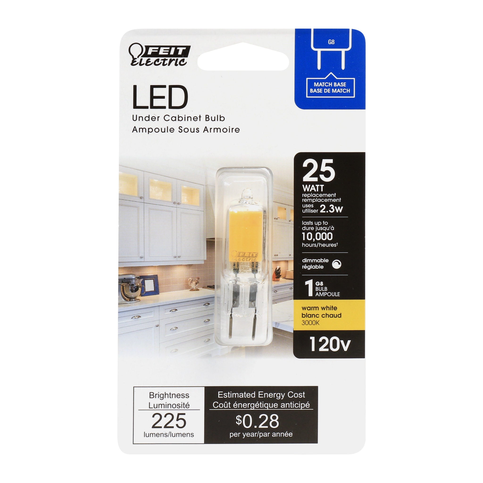 Feit LED 2.3W G8 120V (25W Equiv) 3000K (6 Pack) 61831-FETc