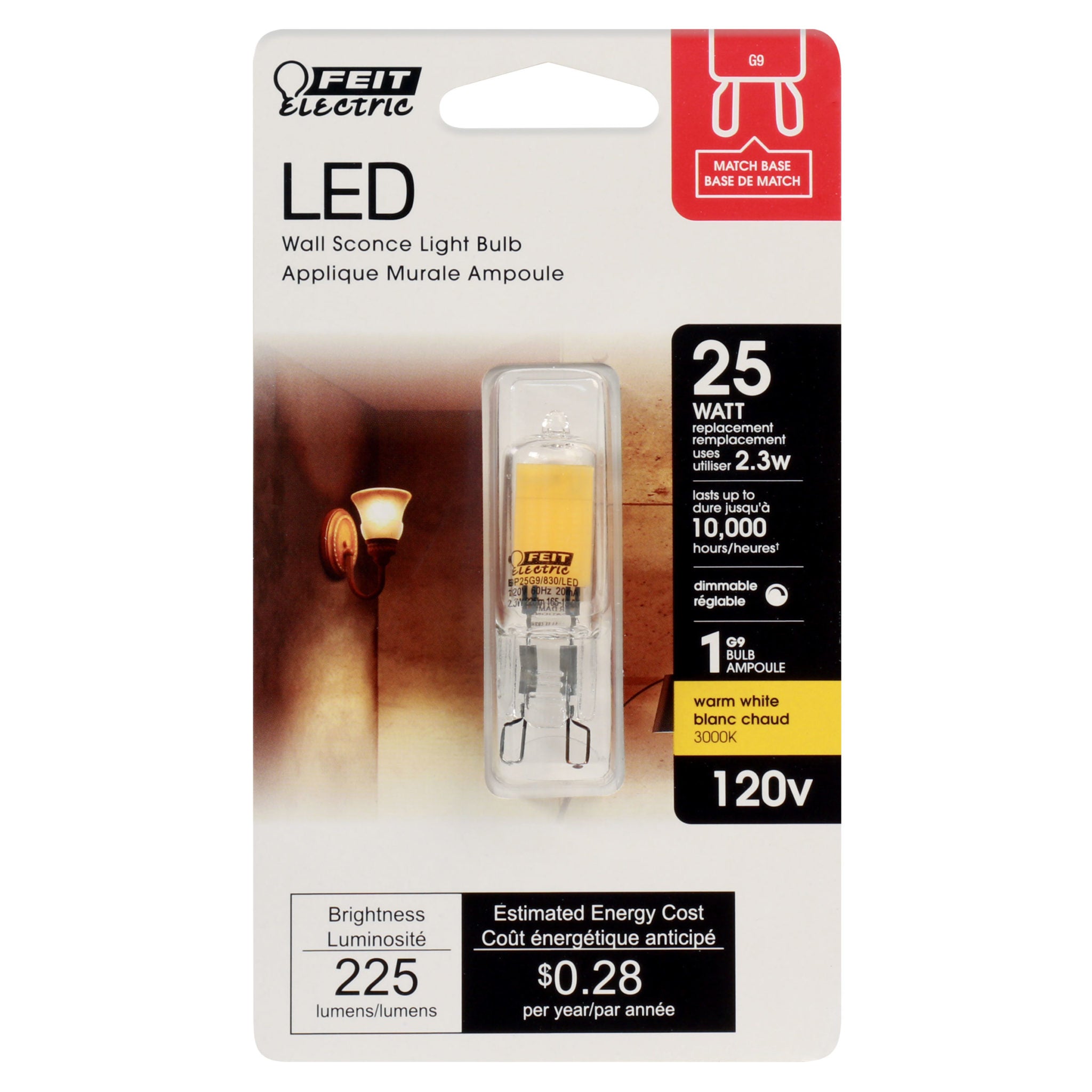 Feit LED 2.3W G9 120V (25W Equiv) 3000K (6 Pack) 61832-FETc