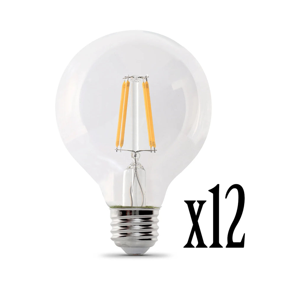 LED 2.5W (25W equiv)  G25 Filament Clear Globe Dimmable 2700K (12 Pack) 64421-FETc