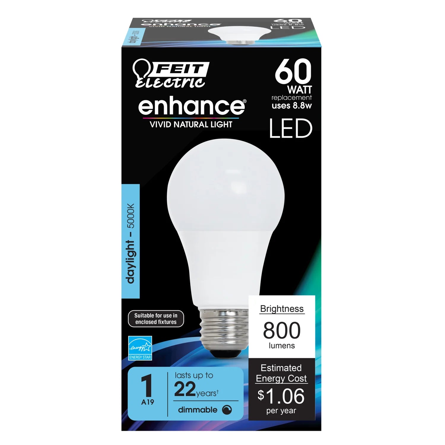 8.8W LED A19 (60W Equivalent) 50K 800 Lumen (6 Pack) 61655-FETc