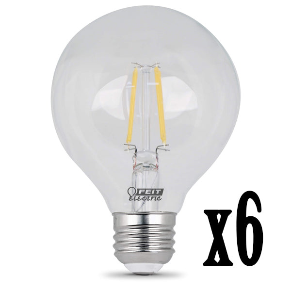 LED 7.5W G25 Filament Clear Globe Dimmable 2700K (6 Pack) 64426-FETc