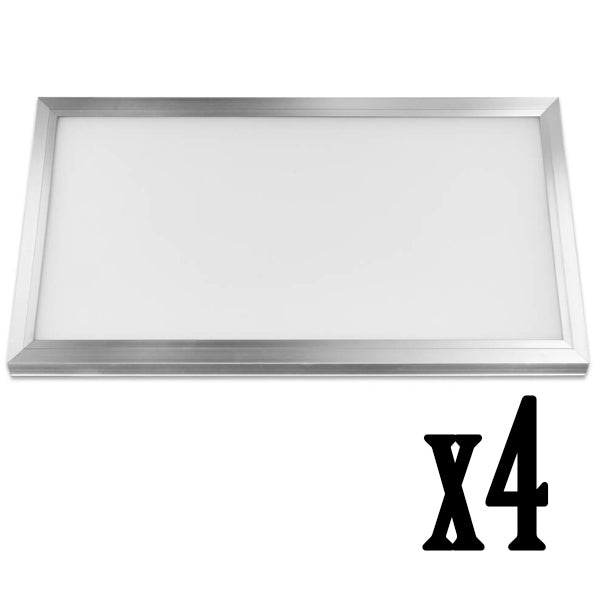 1x2ft 23W LED Flat Panel 4000K Flush Mount Ceiling Fixture (4 Pack) 64726-FETc